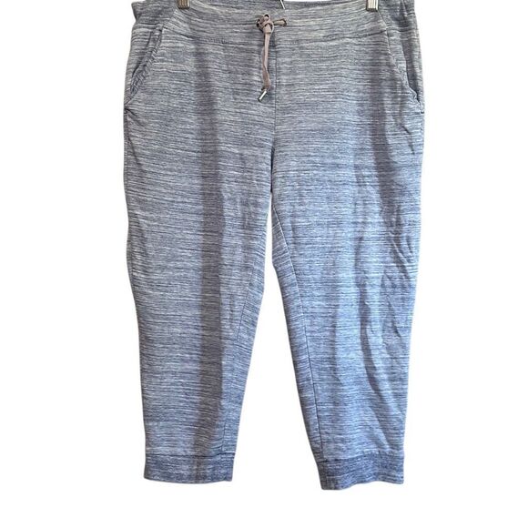 Cropped Joggers Activewear Lounge Casual Heathered‎ Blue Drawstring Womens Pants - Picture 1 of 6